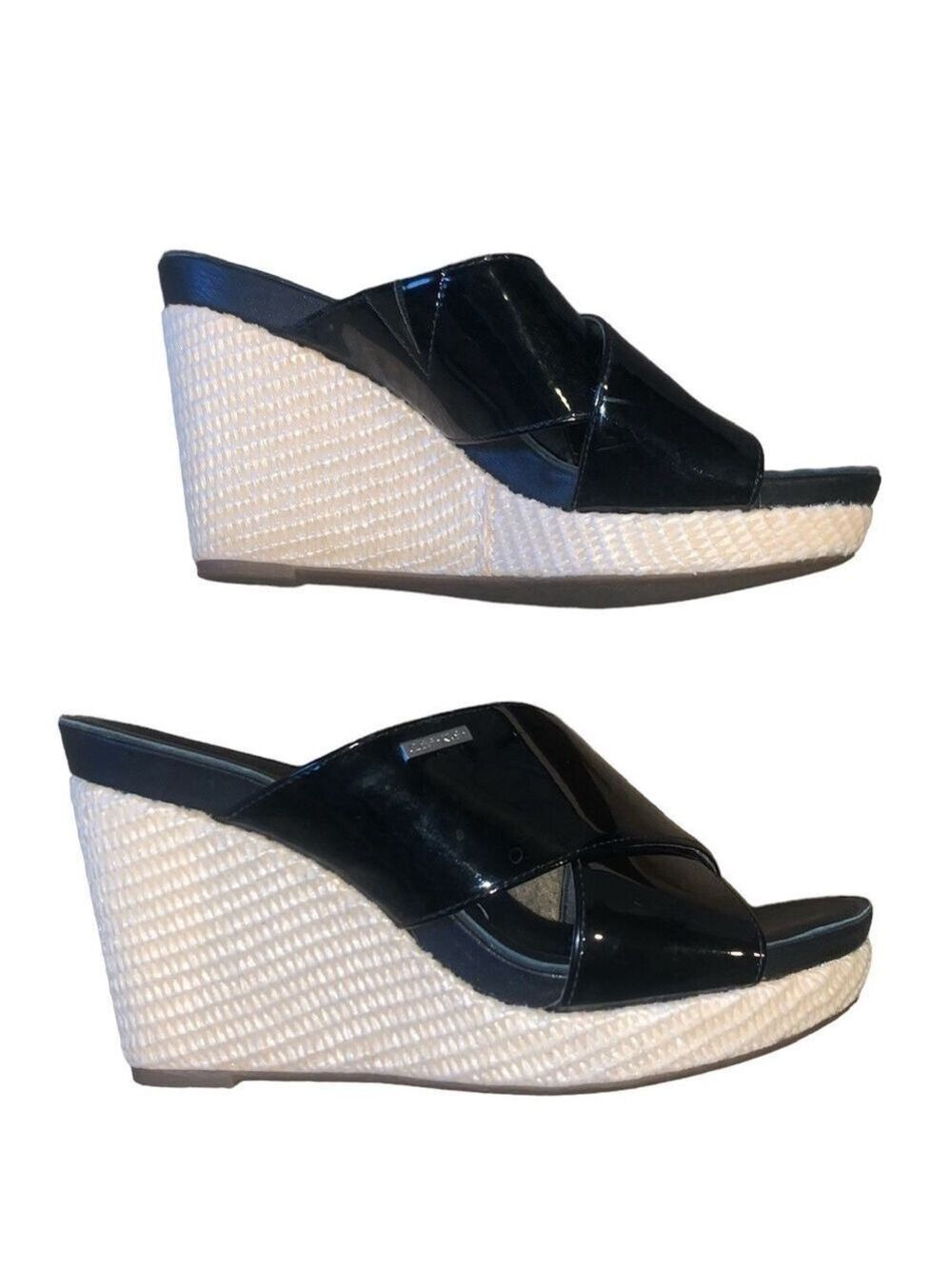 CALVIN KLEIN Jaclyn Black Platform Sandal Open Toes size 8